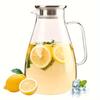 High Borosilicate Glass Pitcher 1800ml To 2600ml, Heat Cold Resistant, Modern Water Jug for Tea, Juice Fridge
