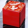 J-kitchens Шкатулка-jubako из лакированного дерева, 3 яруса, 7,5 дюйма, глубокая, с дизайном красного журавля темари, 22 см, смола, сделано в Японии