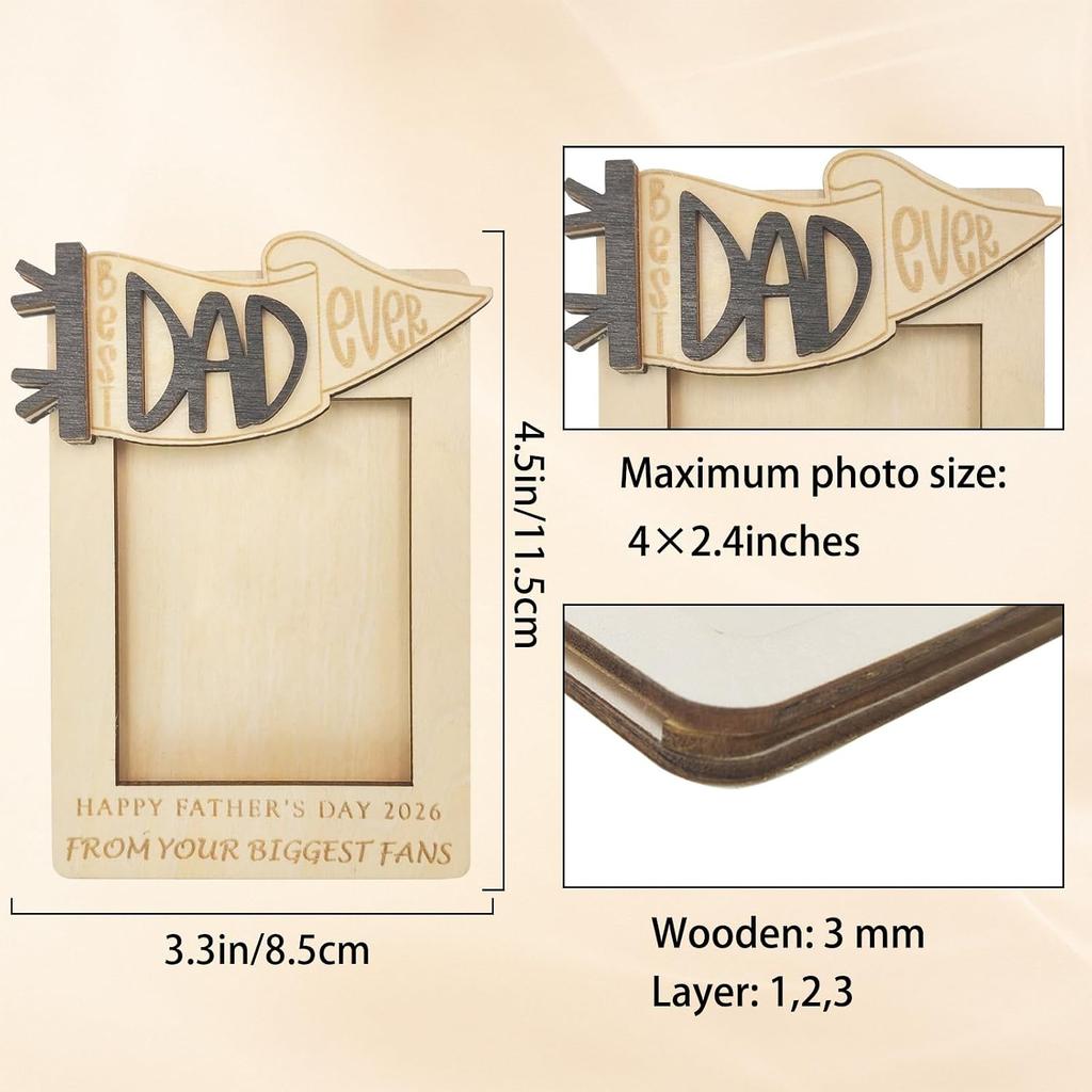 Fathers Day Birthday Gifts from Daughter Son Personalized Dad Gifts Car Visor Picture Frame Wooden Photo Holder Hanging Ornament Decorations Father's
