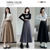 Autumn and Winter Women' S Skirt Pleated Skirt Mid-length High Waist Thin Large Swing Black A-line Skirt