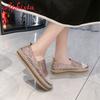 Fashion Aphixta Luxury Crystals Sequined Flat With Platform Shoes Loafers Flats Leather Couple Woman Students Shoes Plus Size 44