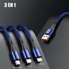 3-in-1 Multifunction USB Cable for Samsung Galaxy A54 A14 4G-5G A34 M13, M23 5G, USB-C Micro-USB Cable Blue
