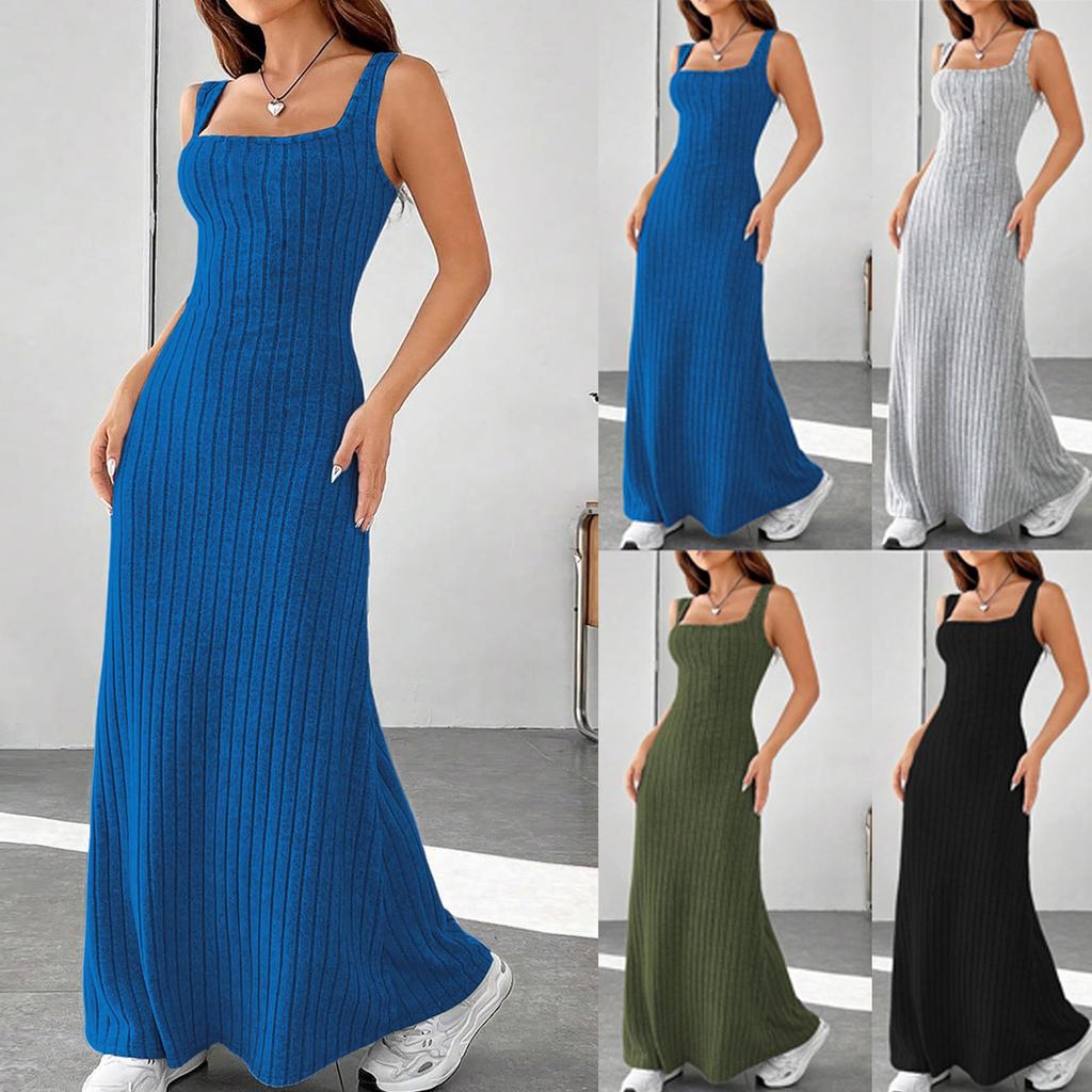 Women's Casual Sundress Beach Dress For Women T-Shirts Dress Square Neck Loose Tank Dresses