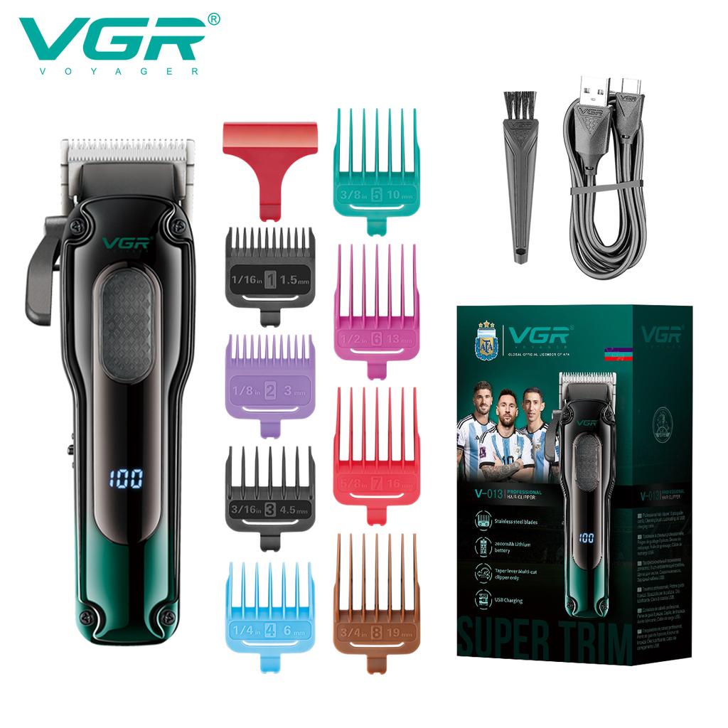 Новая электрическая машинка для стрижки волос VGR V-013 с текстурой металла, триммер для волос с градиентной доводкой, масляная головка, 6500 об/мин, умный цифровой светодиодный дисплей