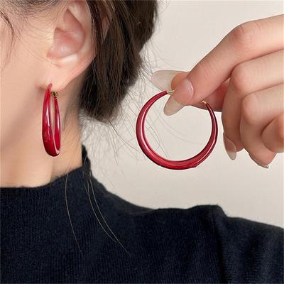 Большие круглые серьги-кольца Ankela Red для женщин, модные простые гиперболические геометрические круглые серьги-кольца, ювелирные изделия Brincos Bijoux Gift