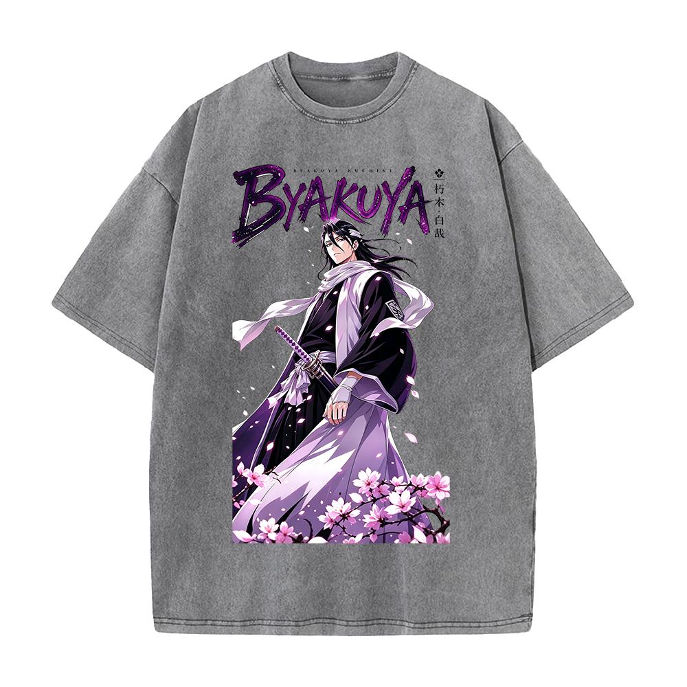 Kuchiki Byakuya Printed Tee Anime BLEACH Clothing Men Women Washed T-shirts Short Sleeve Tshirt Harajuku Casual Cotton T Shirt