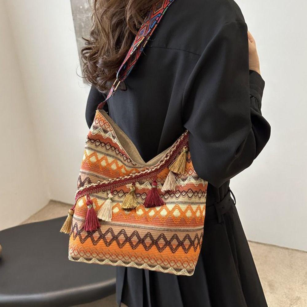 Кисточка Этнический Стиль Сумки через плечо Большая Вместимость Бахрома Сумка на плечо Богемная Сумка-тоут Путешествия