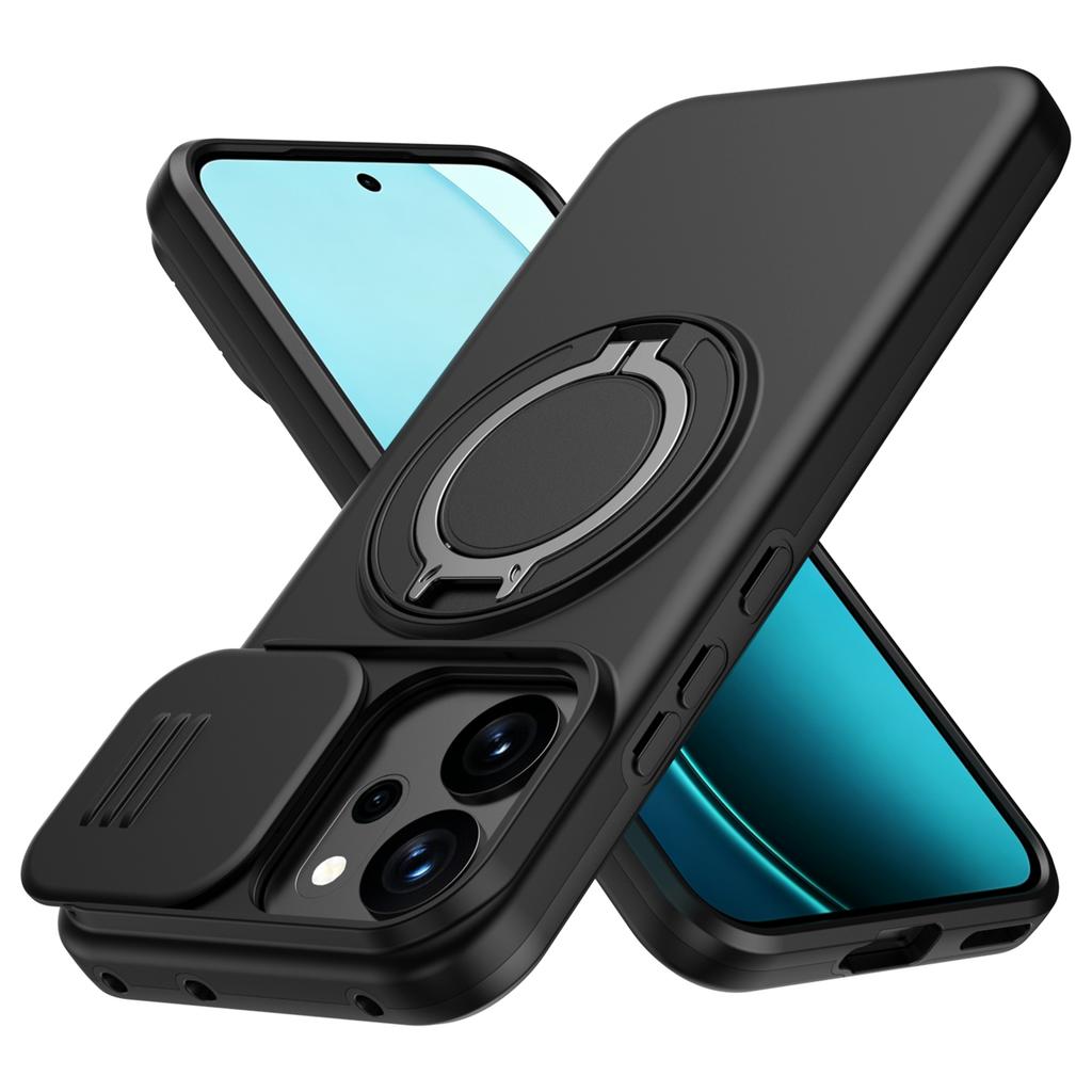 Сдвижная крышка объектива камеры Бронированный чехол для телефона Для OPPO Reno14 Pro Reno 14F Металлическое кольцо Подставка-держатель Ударопрочный корпус из ТПУ-пластика