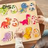 1 Set Wooden Dinosaur Puzzle Board 3D Cartoon Dino Egg Matching Board Fine Motor Skills Color Shape Preschool Learning Educational Jigsaw Board Toy