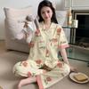 Tulip Pajamas Women's Summer New Imitation Cotton Short-sleeved Trousers Medium Mother Thin Large Size Loungewear