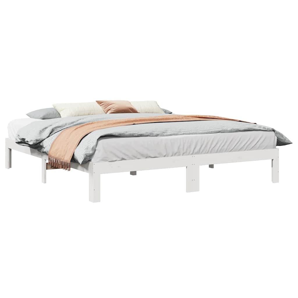 Solid Wood Bed without Mattress White 160x200 cm Pine Wood