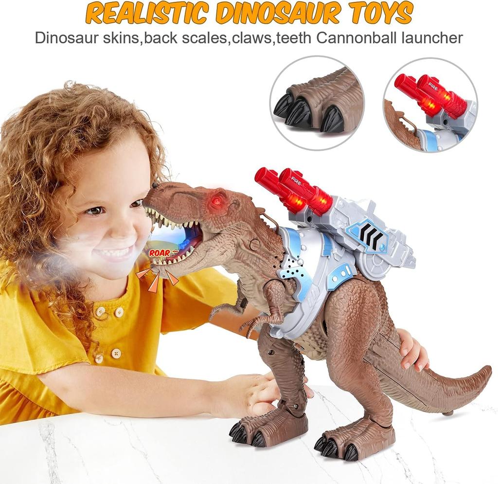Dinosaur Toy with and Multifunctional Robotic Dinosaur with Impressive and Popular Gift for Birthday or Radio-controlled Smoke, Moving, Roaring,