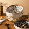 9inch Large Ramen Bowl Ceramic Noodle Soup Bowl Chinese Cuisine Dinnerware Porcelain Floral Rattan Dish