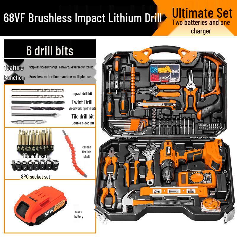 Multifunctional Electric Drill & Tool Set for Household, Electrician, and Woodworking Repairs