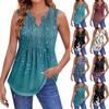Womens Summer Tank Tops  Pleated V Neck Printing Casual  Top Tank Tops For Women Loose Fit Sleeveless Tunic Shirts