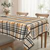 Orange And Black Plaid Waterproof And Oil-Proof Leave-In Tablecloth, Dining Table Coffee Table Tablecloth, Simple Dining Table Cloth