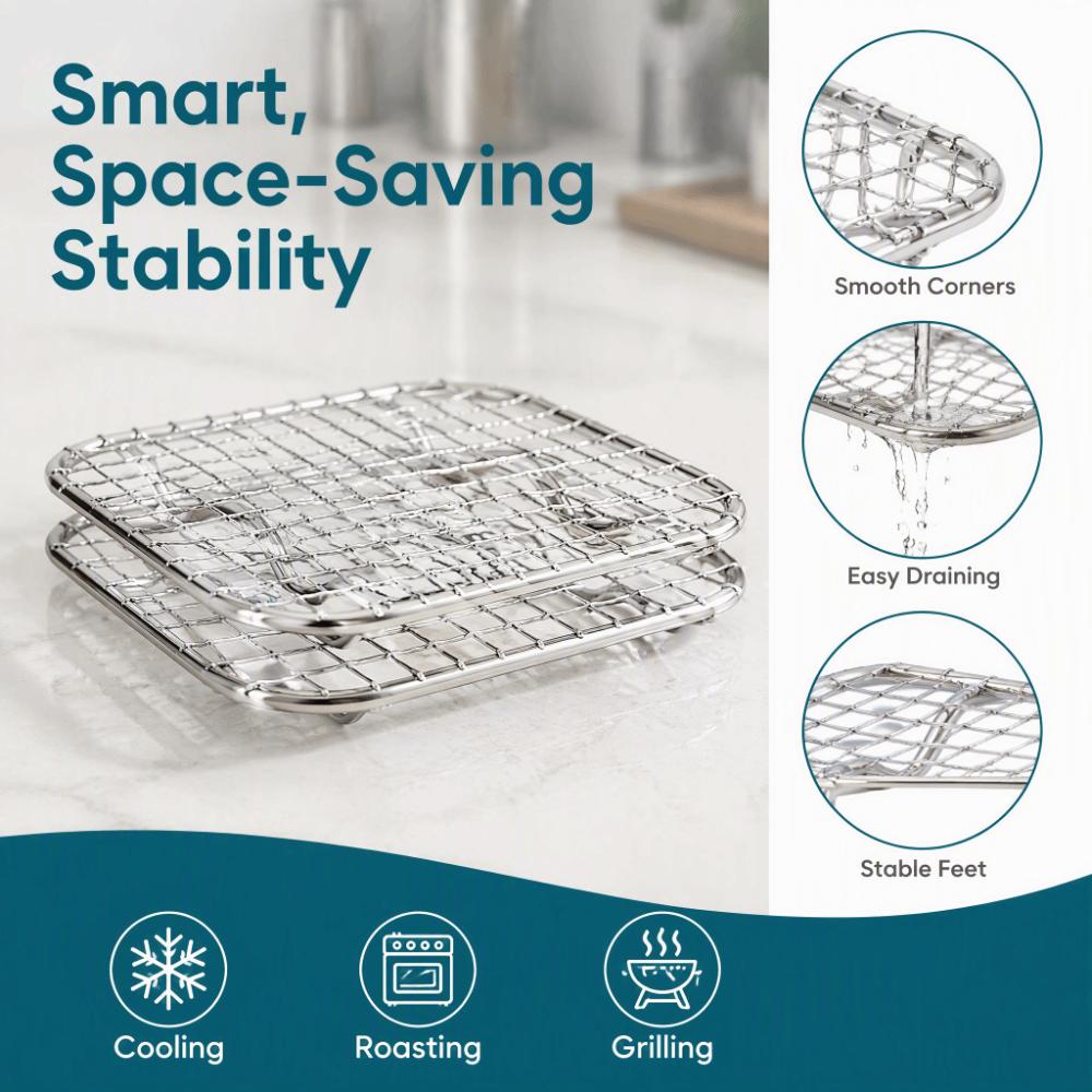 Stainless Steel Baking Cooling Rack Elevated Feet Roasting Rack New Grilling Rack Cake Bread