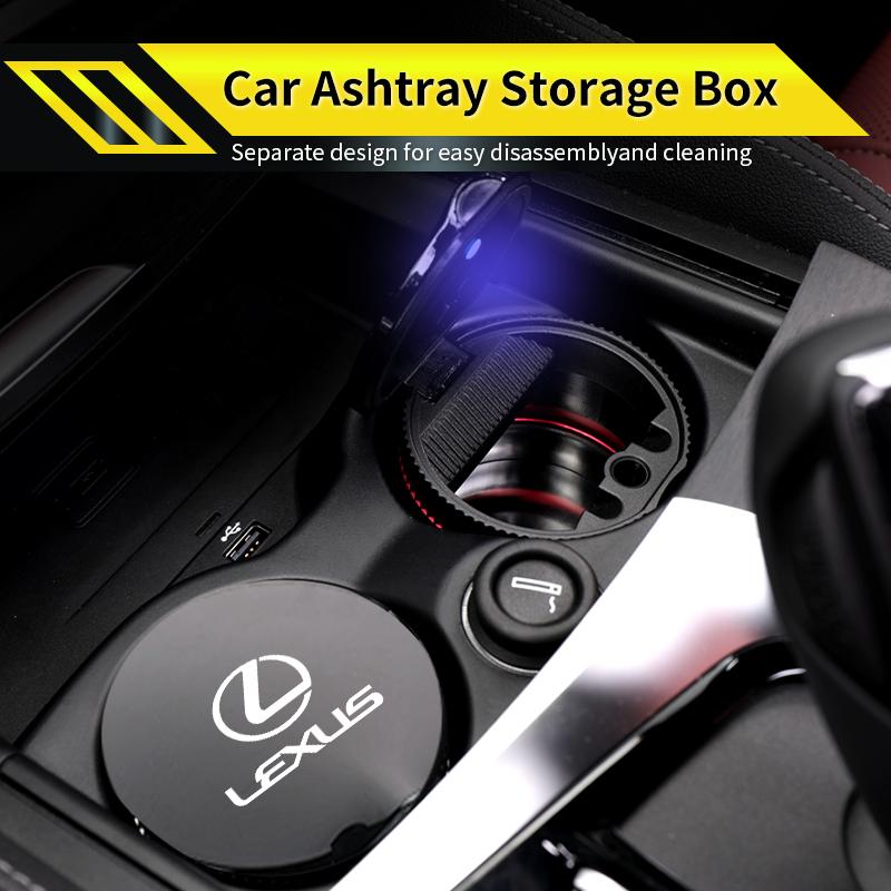 Car Aluminum Ashtray ABS Flame Retardant Cigarette Case Auto Accessories For Lexus UX250h RX450h CT200h RX400h NX300h RX350