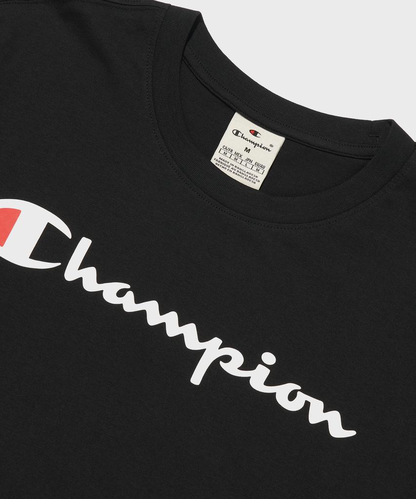 Champion Черная хлопковая футболка с коротким рукавом и большим логотипом-надписью