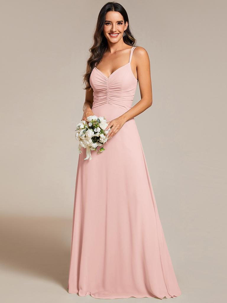 Ever-Pretty Women's Chic Adjustable Straps V-Neck Pleated Empire Waist Chiffon Bridesmaid Dress