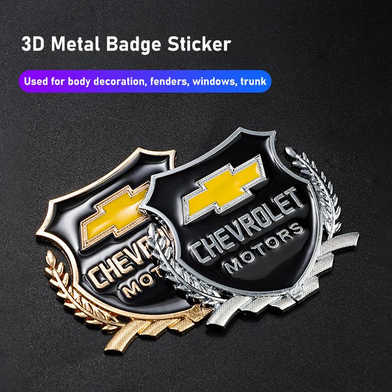 AABHM1 2Pcs Car Logo Metal Sticker Window Trunk Emblem Accessories For Chevrolet Corvette Montana TrailBlazer Silverado Traverse Camaro