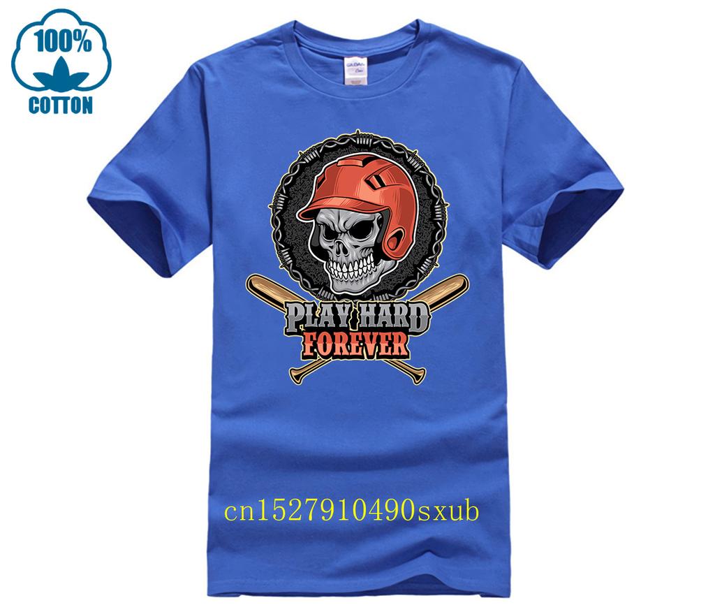 Black Tshirt Mens Round Neck Shortsleeve Cotton Tshirt Play Hard Forever Personality Tshirt