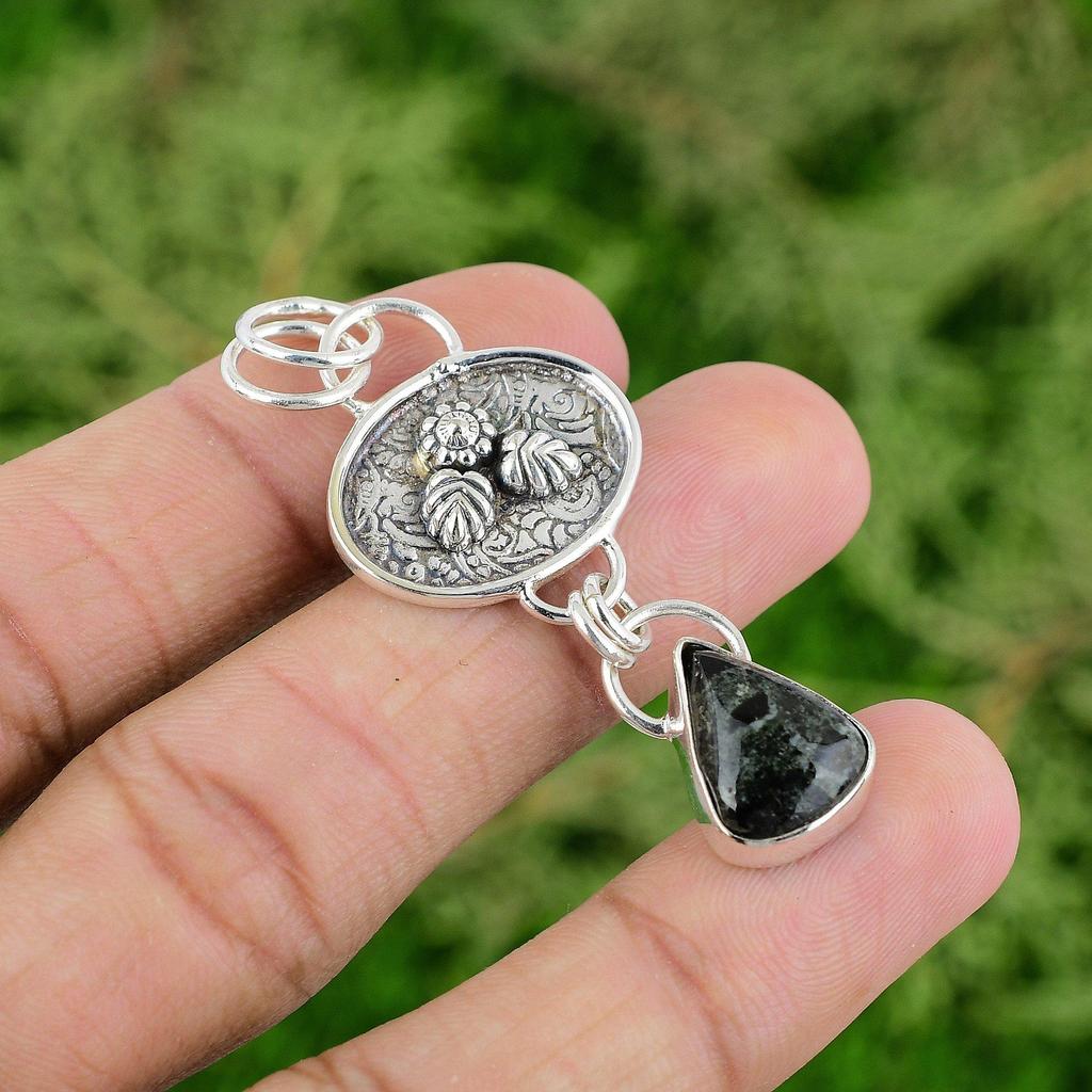 Daughters Day Sale Star Galaxy Jasper Stone Wedding Pendant Jewelry 925 Silver