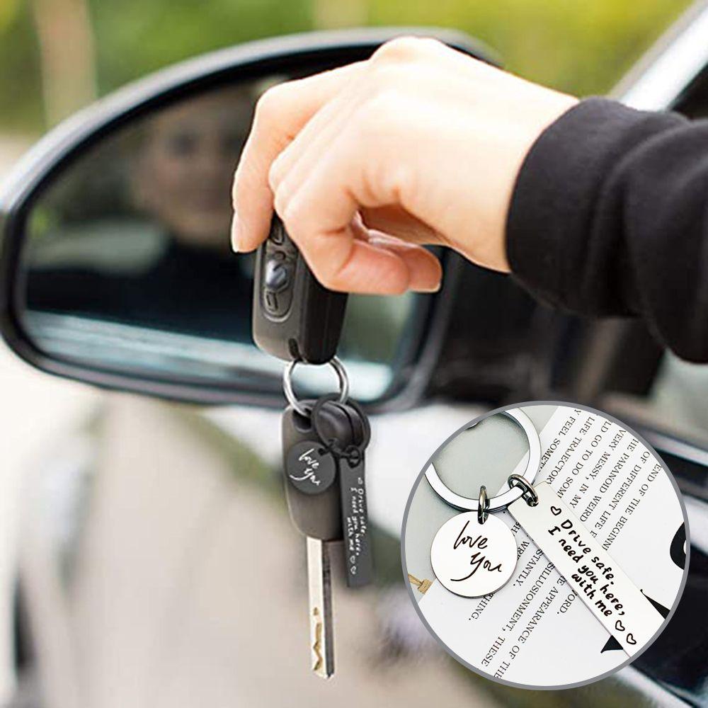 Круглый брелок для ключей от машины с надписью «Я люблю тебя», брелок для ключей «Безопасный вождения», «Ты нужна мне здесь, со мной»