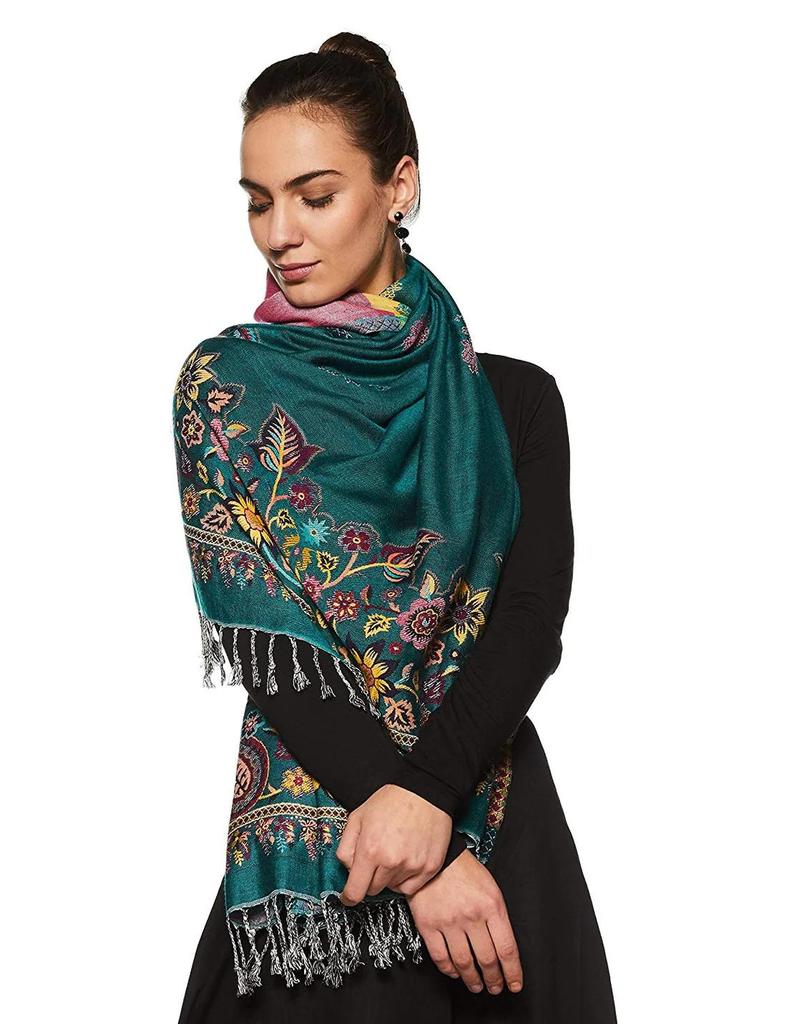Pashmina Cashmere Paisley Scarf Shawl Wrap Stole Silk Soft Women Wool Warm Green