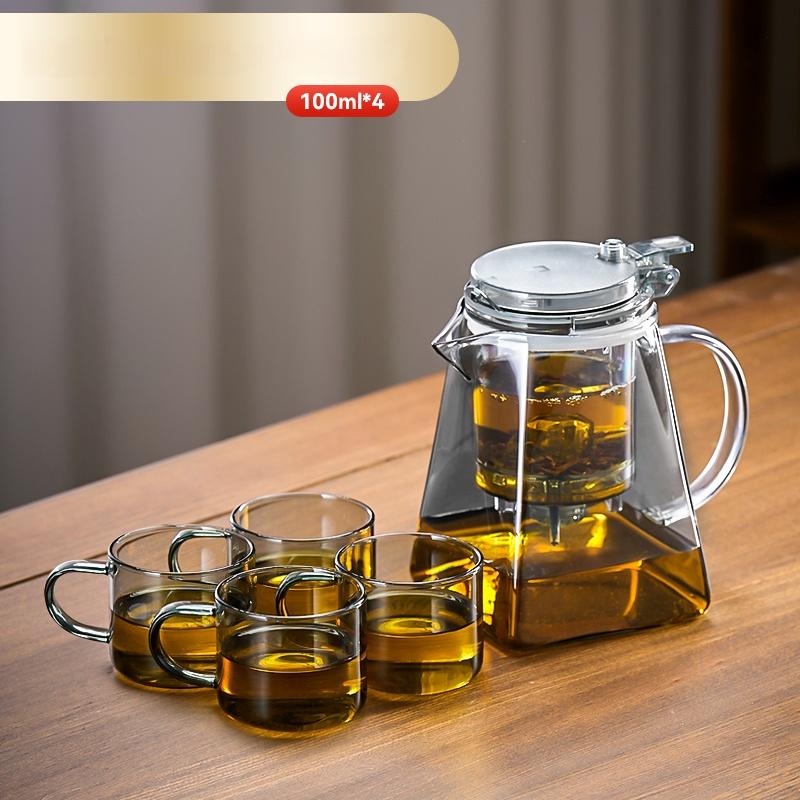 Glass Tea Pot Chinese High Temperature Tea Separation Brew Teapot High Borosilicate Pure Color Simple Teapot Tea Cup
