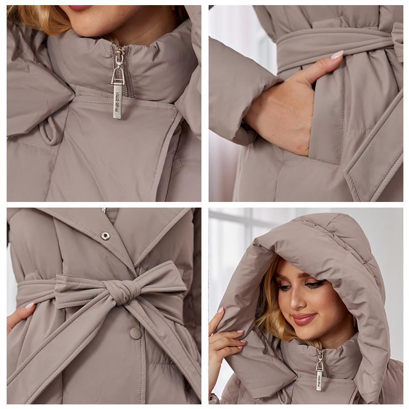 GASMAM 2023, зимние пуховики, женские теплые длинные классические куртки на молнии со шнуровкой, тонкие парки с карманами и капюшоном, женские пальто, парка 83300