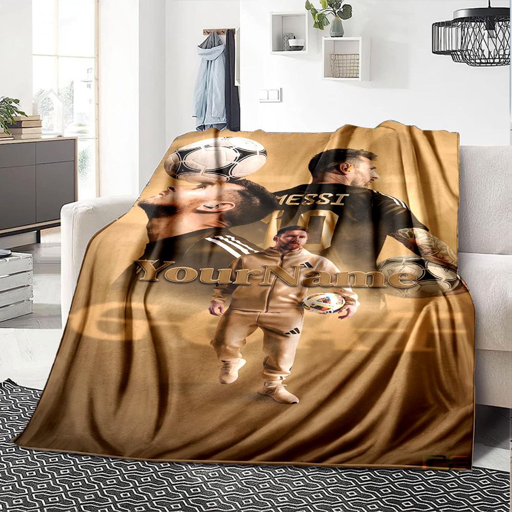 Messi Customize Text Blanket Multi-purpose Customizable Blanket Warmthful Decor Suitable for Home Decor Living Room Office Chair Nap for All Occasions