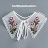 Women False Collar Embroidery Blouse Top Collar Elegant Fake Collar Shawl Wrap Universal Party Dress Clothes Accessories