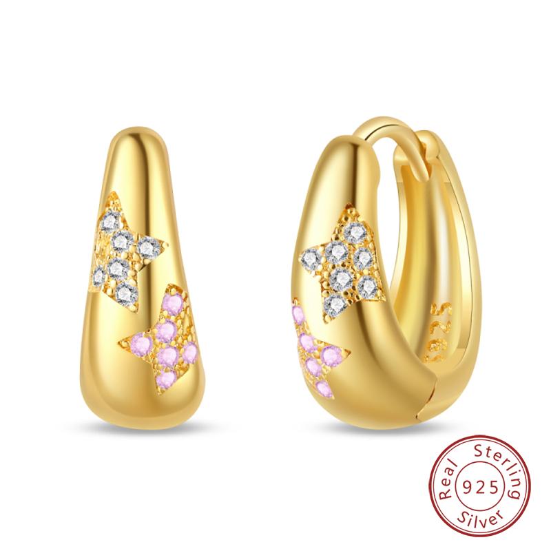 New in 925 Silver Color Gold Pearl Bee Irregularity Star Moon Earrings For Women Trending Fashion Jewelry Birthday Gifts