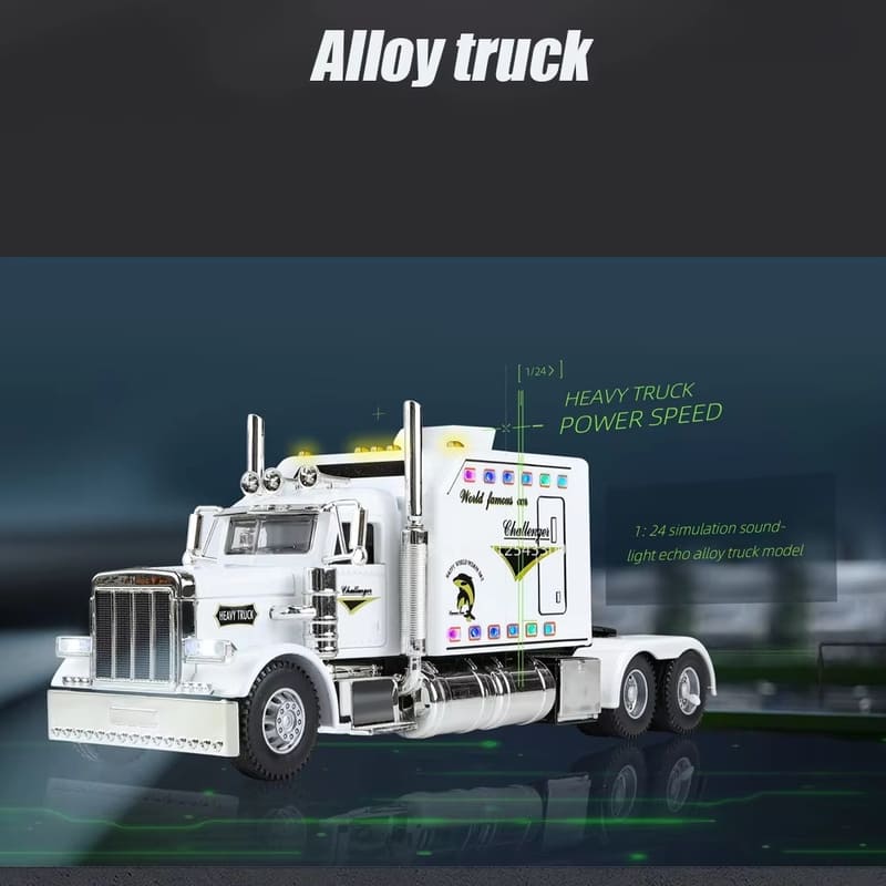 Игрушечная модель тяжелого грузовика Peterbilt 389 в масштабе 1/24, литая модель из сплава, со звуком и светом, модель грузовика с инерционным механизмом, игрушка для мальчика, детская подарочная коллекция