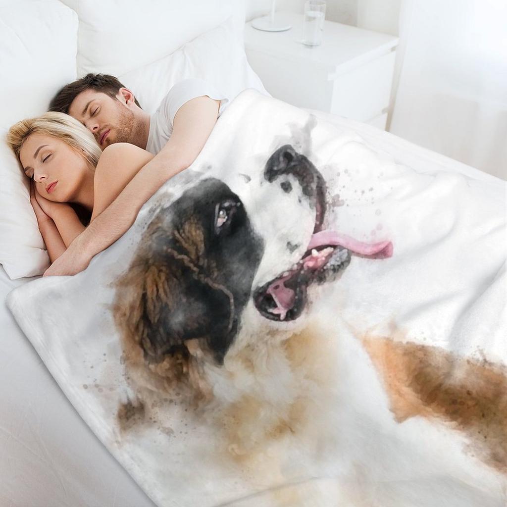 Сенбернар Акварельный Рисунок Плед Покрывало для Волос Мягкие Покрывала для Кроватей Диваны Декоративные Пледы