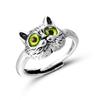 New Cute Silver Color Kitty Cat Animal Rings For Women Girls 3 Color Cat Eyes Open Couple Ring Gothic Wedding Finger Accessories