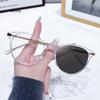 Retro Photochromic Anti-blue Light Glasses Fashionable Personalized Cat-eye Metal Women's Glasses  Gafas Hombre
