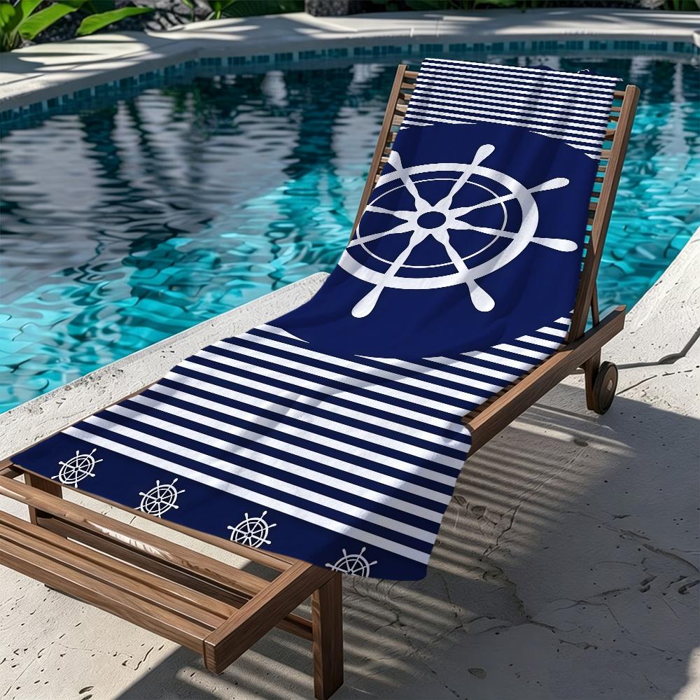 Blue Navigation Wheel Circle Towel Large Quick-Drying Microfiber soft Beach Towel for Travel Fitness Sauna Bathing Camping