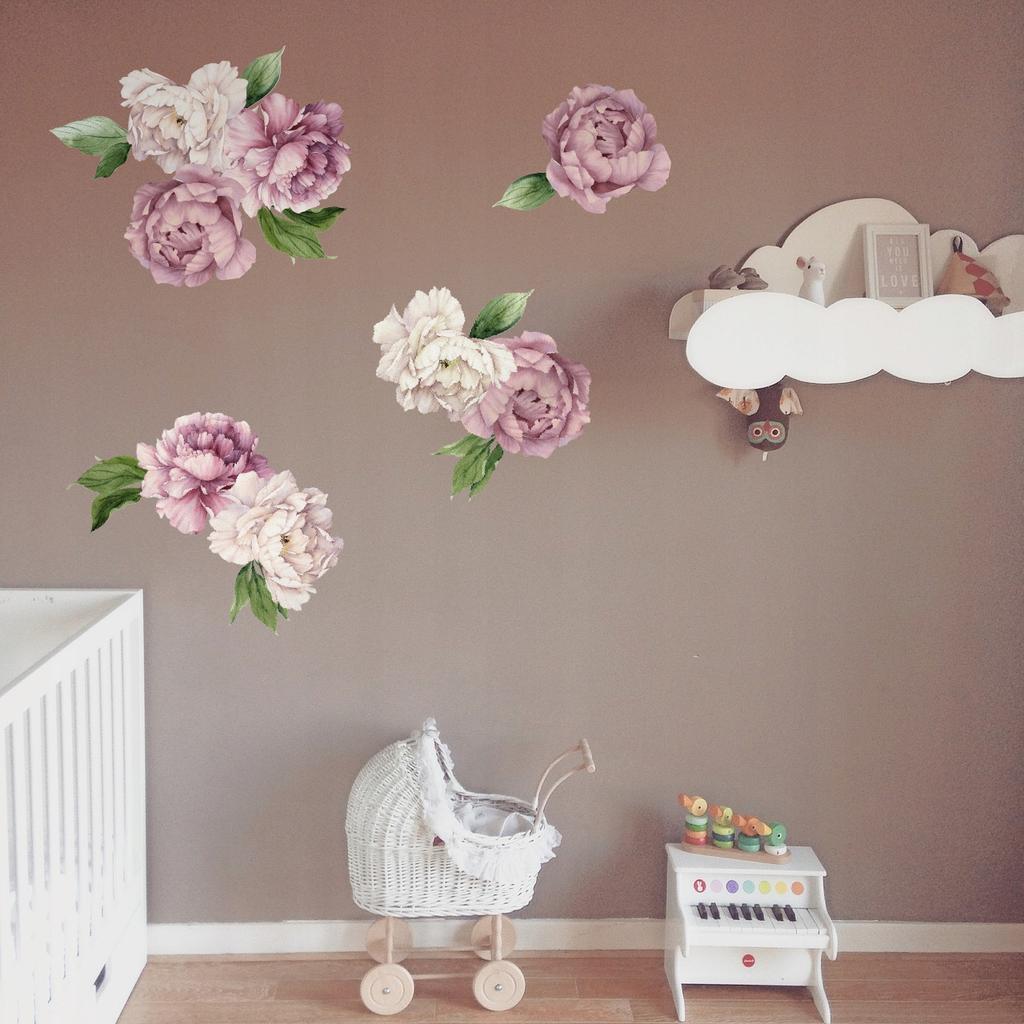 Decorative Stickers For Children - Purple Peonies