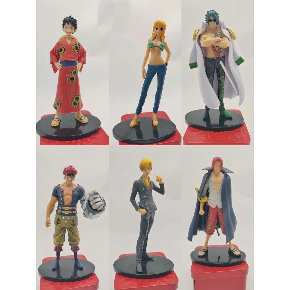 6 шт./комплект Дешевые Аниме One Piece Луффи Зоро Нами Санджи Фрэнки Шанкс Боа Фигурки Детей ПВХ Модель Игрушки 16-18 см