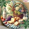 1PC Food Wine Basket Wall Art Mural Modern Metal Tin Painting Home Decor Gift
