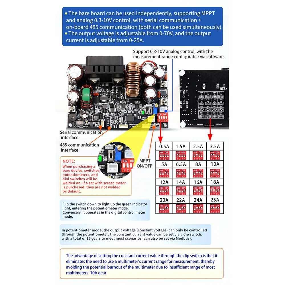 XY7025 adjustable step-down power supply DC12-85V CNC DC constant voltage and constant current module 25A/1750W