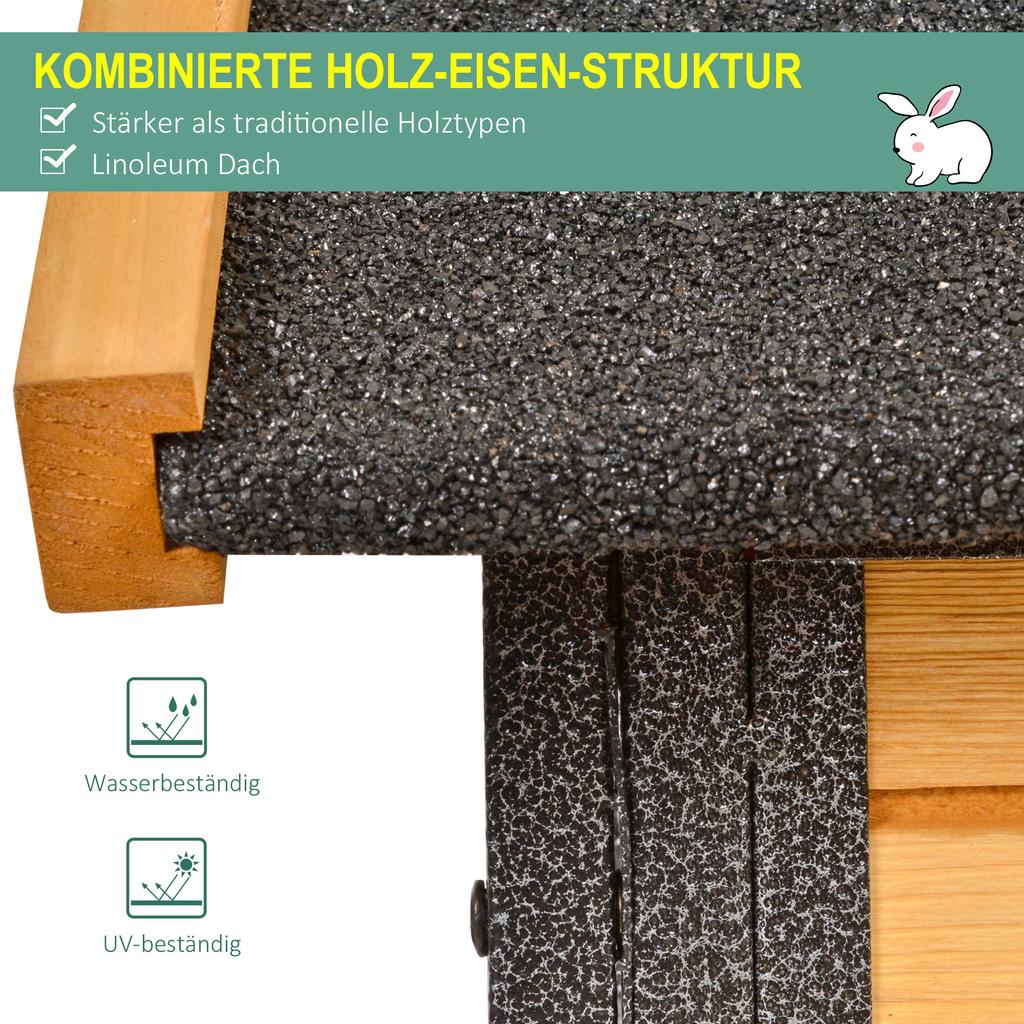 Small Animal Hutch with Run and Ramp 122 cm x 63 cm x 92 cm Fir Wood Metal Light Yellow+Dark Grey