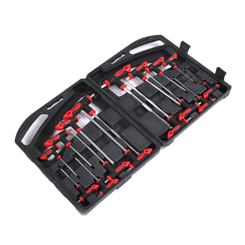 16 pcs Cr V T handle Ball End Hex Key Wrench Set & T handle Star Wrench Set