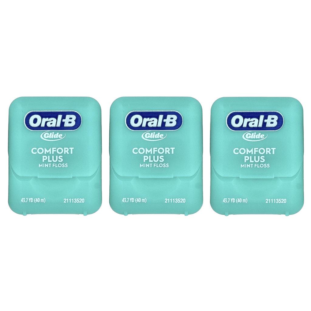 Oral-B Glide, Comfort Plus Floss, Мята, 3 штуки, 40 м (43.7Ярд) Каждый