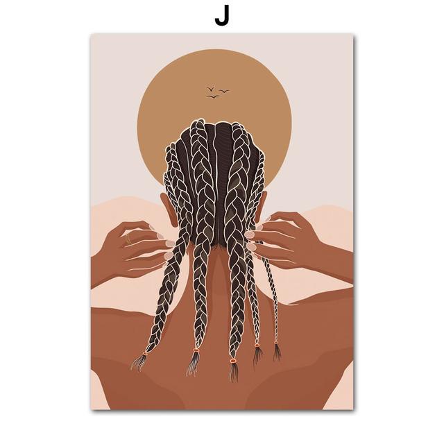 Abstract Fashion Vintage Boho Girl Snake Wall Art Canvas Painting Nordic Posters And Prints Wall Pictures For Living Room Decor No Frame