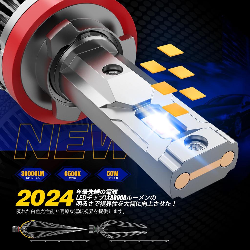 FREERAP H11 LED Super Bright H16 Fog Light High Brightness LED 6500K 10x Quadruple Heat Rotating Cooling Noise Instant Headlights, Bulbs, Hi/Lo Chips,