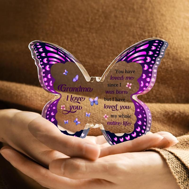 Grandma Nana Gift Idea: Butterfly-Shaped Acrylic Plaque – Birthday/Christmas/Thanksgiving Gift.