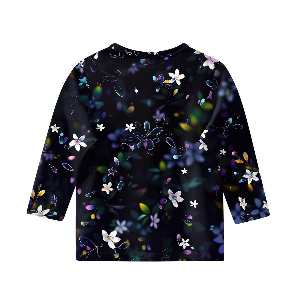 Детская футболка с рукавом 3/4, повседневная футболка с принтом, круглый вырез, блузка-пуловер